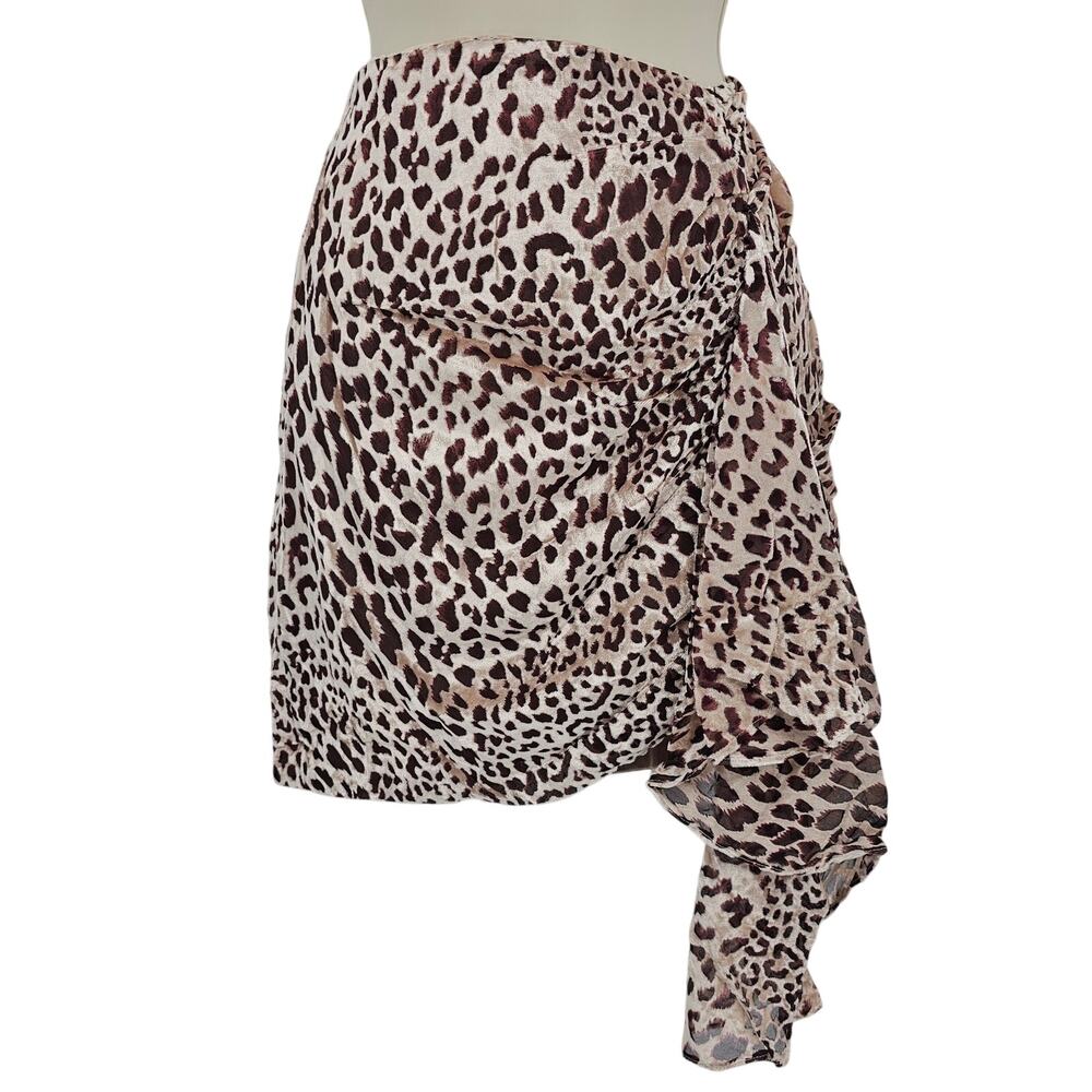 Naked Wardrobe Womans size S Ruched Asymmetrical Velvet Mini Skirt Brown NWOT